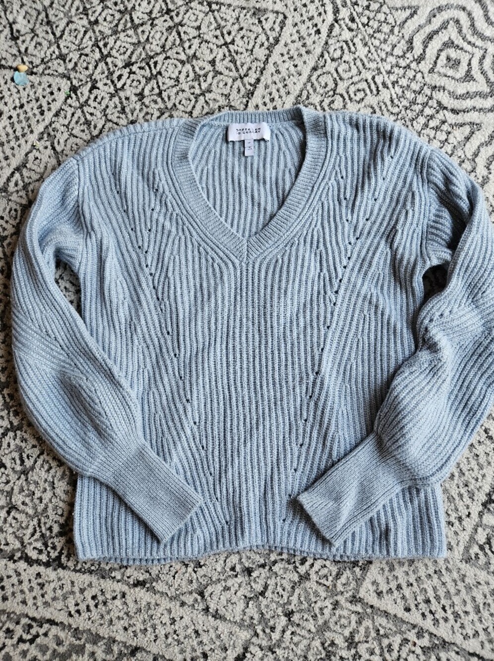 Derek Lam 10 Crosby Metallic Powder Blue Sweater Size Small